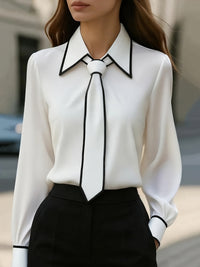 AURENE CONTRAST TIE BLOUSE